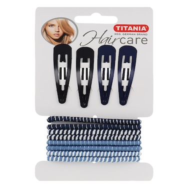 Titania Hair Care 8002 Hair Band And Clip 8+4 Pieces