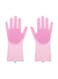 iNew Magic Silicone Gloves With Wash Scrubber Pink 35.7 x 16.5centimeter
