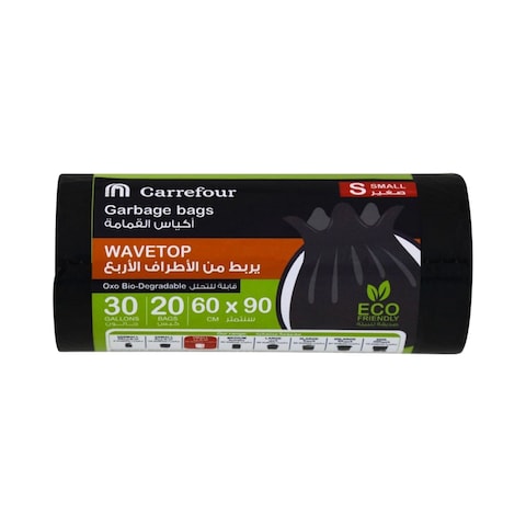 Buy Carrefour garbage roll black wavetop small 30 gallons  20 bags in Saudi Arabia