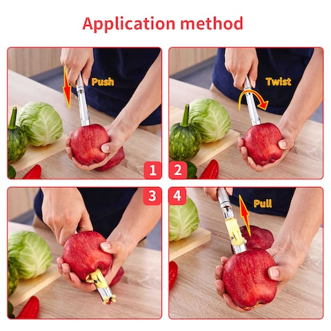 Decdeal - Apple Corer Stainless Steel Fruit Corer Remover Premium Pear Core Remover Tool with Sharp Serrated Blade