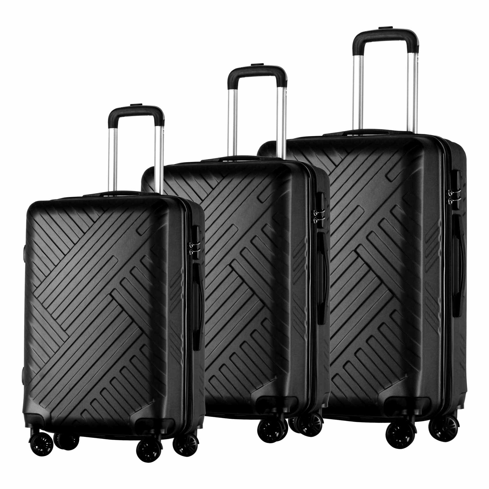 Mychoice 4 Wheel Hard Casing Trolley Set of 3 Black