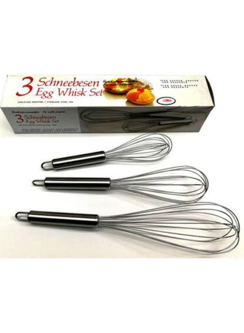 Generic 3-Piece Egg Whisk Set - Silver 8, 10, 12Inch
