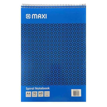 Maxi A4 Spiral Ruled Notebook 70 Sheets Blue