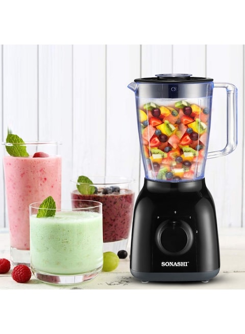 Sonashi 2 In 1 Countertop Blender With Unbreakable Jar &amp; Grinder 1.25 L 350 W SB-144N Black