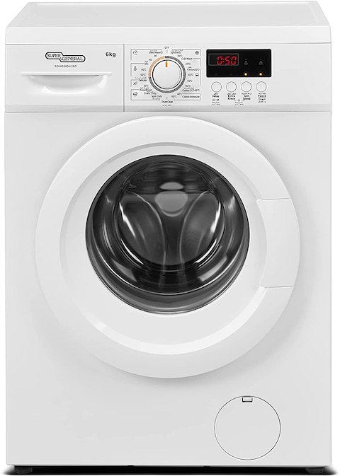 Super General 6kg Front Load Washing Machine, SGW6200NLED, White (1000 RPM, 23 Programs)