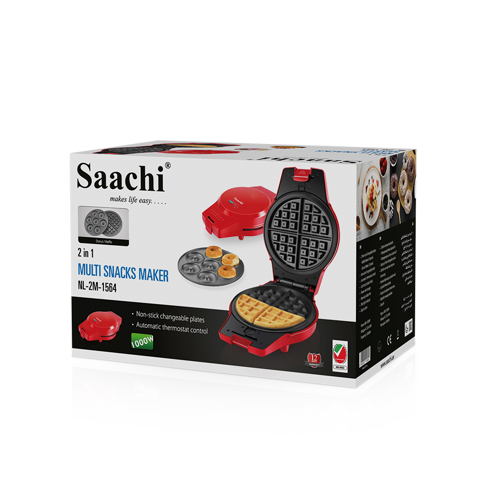 Saachi 2 In 1 Waffle/Donut Maker NL-2M-1564-RD