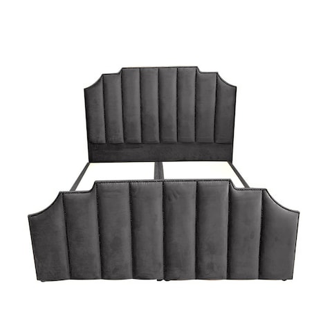 إن هاوس تاج هيكل سرير منجد بالمخمل - نفر ونص - 200×150 سم - رمادي غامق