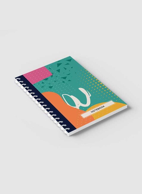 Lowha Spiral Notebook With 60 Sheets And Hard Paper Covers With Abstract Geometric Design, For Jotting Notes And Reminders, For Work, University, School