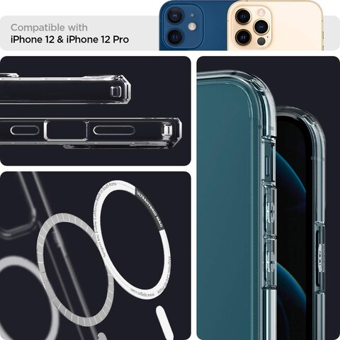 Spigen Ultra Hybrid Mag designed for iPhone 12 and iPhone 12 PRO case cover (6.1 inch) compatible with MagSafe - White
