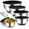 Mimelon 14-Pc Mixing Bowls With Airtight Lids, Stainless Steel Mixing Bowls Set With 3 Grater Attachments, 5 Sizes With Non-Slip Silicone Bottom, Fit As Baking Gift Or Kitchen Cereal Salad