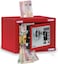 Rubik Mini Cash Deposit Drop Slot Safe Box with Key and Pin Code Option (Red)