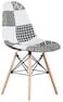 GDF Modern Dining Chair Plastic Shell With Fabric &amp; Wooden Legs Black+White Color  Model- JEAM3  (No warranty for furniture items)