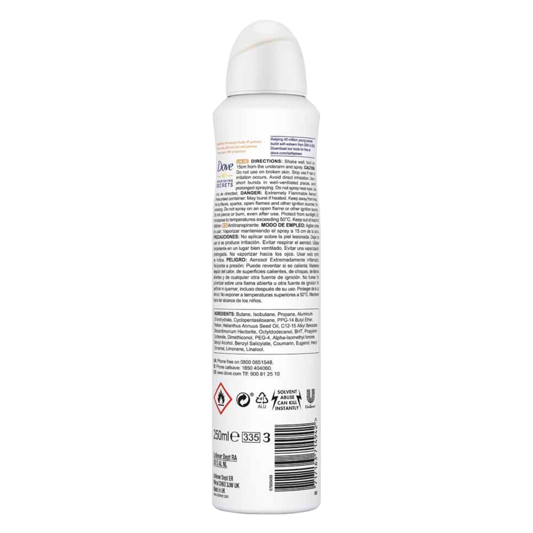 Dove Anti-Perspirant Deodorant Nourishing Secrets Coconut And Jasmine Flower 250 Ml product thumbnail 2