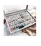 Aiwanto Clear Lid Earrings Organizer Holder Velvet Jewelry Tray Display Showcase Storage 32 Pairs Earring Box Case Lockable Earrings Box