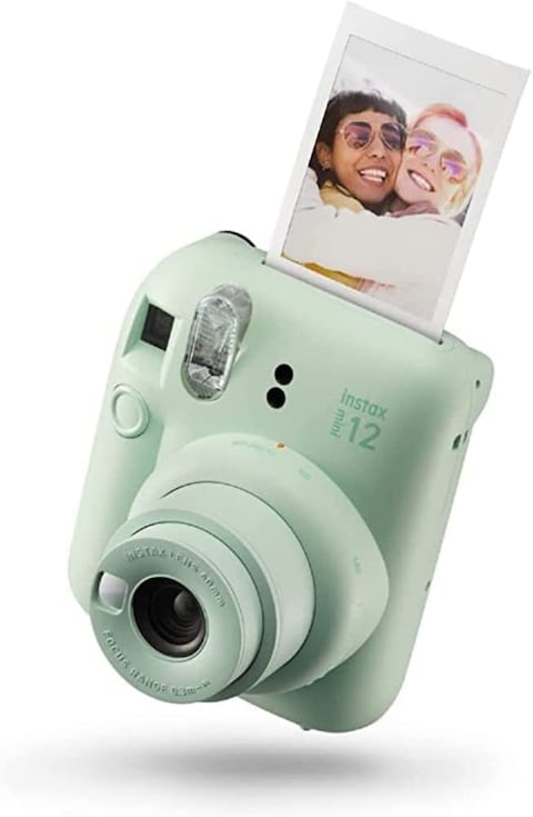 Fujifilm Instax Mini 12 Instant Film Camera, Auto Exposure With Built-In Selfie Lens, Mint Green