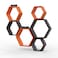 Hexagonal Shape Wooden Floating Wall Shelves (Set of 6, Orange &amp; Brown)