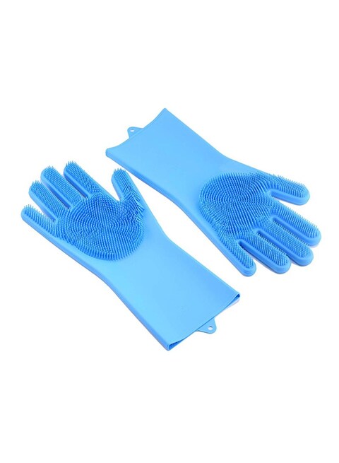 Generic - Magic Silicone Gloves With Wash Scrubber Blue 170G
