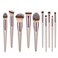 Deo King Makeup Brush Set With Pu Makeup Brush Bag Champagne Gold - 10-Piece