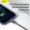 Baseus iPhone Cable USB to Lightning-Fast Charging Cable Charger Cable 2.4A Lightning Cord Compatible for iPhone 14/14 Pro/14 Plus/14 Max iPhone 13 Pro 12 Pro Max 11 XS SE 7 Plus 6S iPad Pro 2M Black