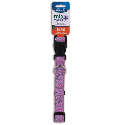 Petmate Aspen Pet Ribbon Overlay Dog Collar 3/4&quot;X14-20&quot; Dots Pink