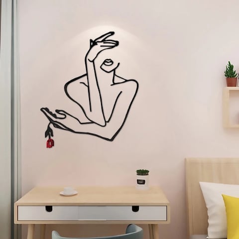 Deals For Less Luna Home Wall Mirror, Black, Stickers Beautiful Girl, Acrylic Wall Deco With Mirror Effect