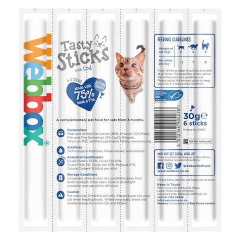 Webbox Cod With Testy Cat Sticks 30g