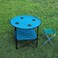 Royalford Round Camping Table-Rf11673 Lightweight, Portable And Foldable, Folds Flat For Storage Iron Tube With Washable Cloth, Perfect Indoor And Outdoor Entertainment Package Includes Carry Bag Blue
