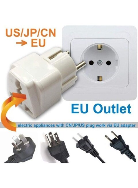 Wtrtr 3-Piece Universal Power Adapter Uk/Us/Au To Eu Travel Converter
