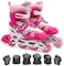 EASY FUTURE Inline Skates Adjustable Size Roller Skates with Flashing Wheels Children Skate Shoes Including Protective Gear Knee Elbow Wrist Pink Small (31-34)