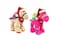 Bundle item - Beige camel + Dark Pink camel with Santa hat with Merry Christmas print on red bandana, size 18cm

