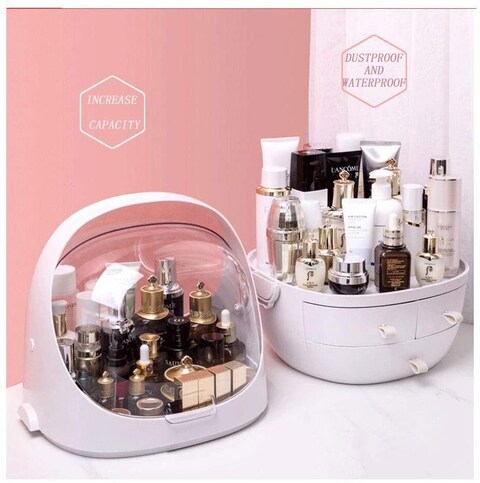 Generic Large Cosmetic Organizer Storage Box, Waterproof Modern Style Makeup Organizer With Drawer [White]