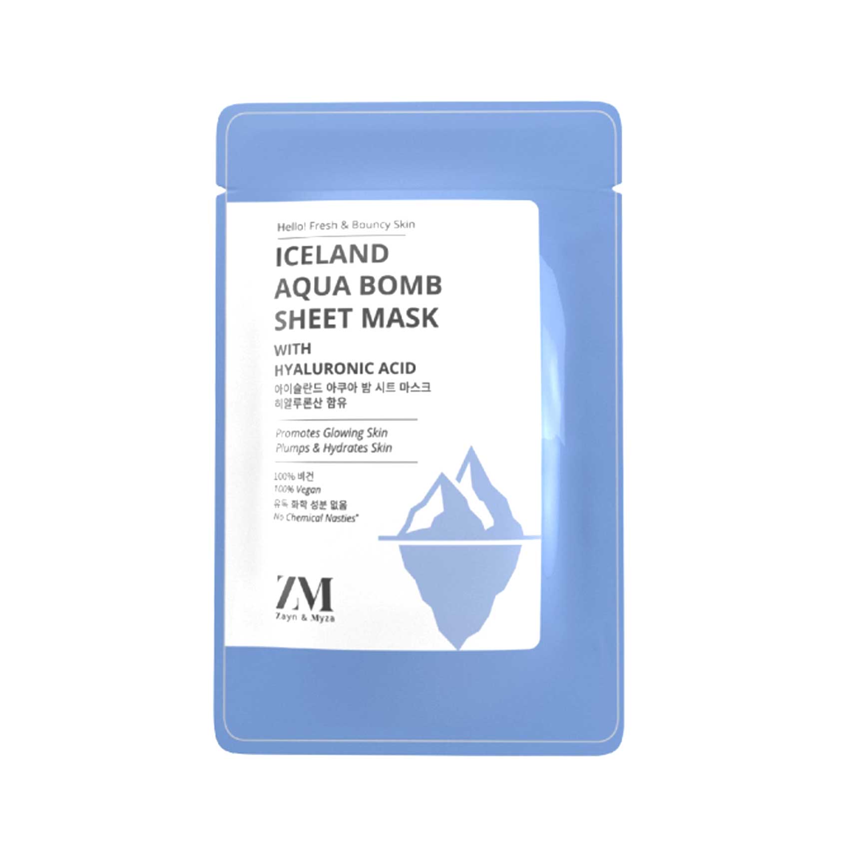 Zayn &amp; Myza Iceland Aqua Bomb Sheet Mask With Hyaluronic Acid 20gr