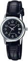 Casio - Women's Quartz Watch, Analog Display And Leather Strap Ltp-V002L-1Budf, Black Band