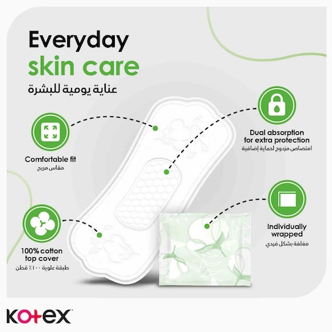 Kotex Natural Panty Liners 100% Cotton Normal Size 30 Daily Panty Liners
