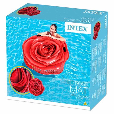 Intex Inflatable Red Rose Mat with Handles - 137 x 132 Cm