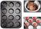 Generic 12 Cavity Cupcake Bakeware Pan Non-Stick Carbon Steel Muffin Cakes Bread Jelly Baking Tray