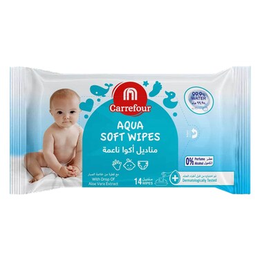 Carrefour Aqua Soft Wipes 14 Pieces
