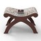 Premium Teak Wood Stool/Foot Rest in Fabric Honey Finsih