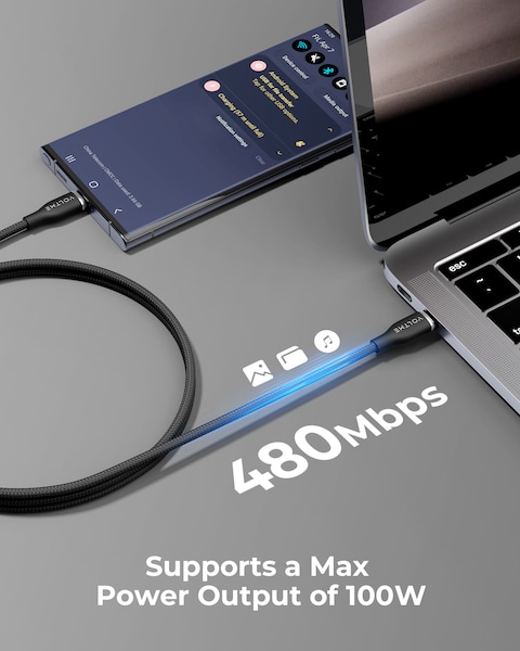 VOLTME Type C Cable 100W 1m, USB C to C Fast Charging Cable 5A, Premium Braided Nylon Phone Charger USB-C Cable for iPhone 15 Pro Max/Plus, iPad mini/MacBook/iPad Pro/Air, S24 Ultra, Huawei P60 Black