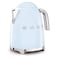 Smeg 50's Style Electric Kettle KLF03PBUK, 3000 W, 1.7 L, Pastel Blue, Stainless Steel, Glossy Finish