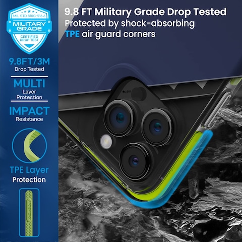 Remson Mag-X Magnetic Hybrid Protective Silicone Case Military Grade Protection For iPhone 13 Pro Max (Blue)