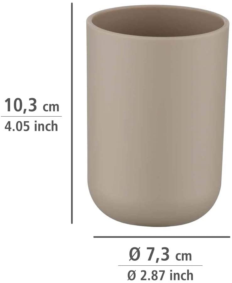 Plastic Tumbler for Bathroom, Beige, 7.3 x 7.3 x 10.3 centimeters