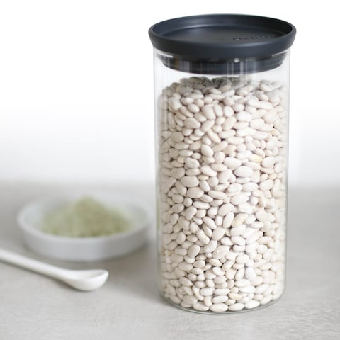 Brabantia Stackable Glass Jar Dark Grey 1.1L
