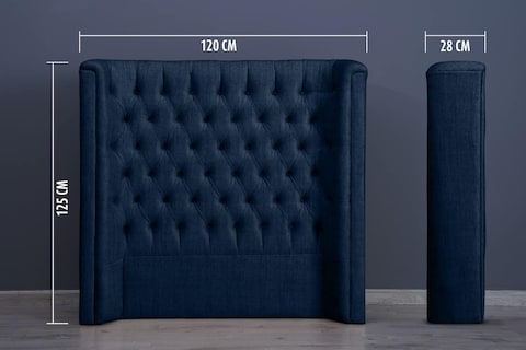 PAN Home Home Furnishings Neptune Headboard Chanel Navy Blue L-120: H-125cm 120x125 Navy Blue