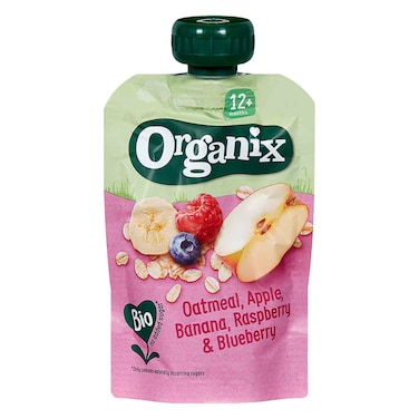 Organix Bio Oatmeal Apple Banana Raspberry And Blueberry Puree 100G