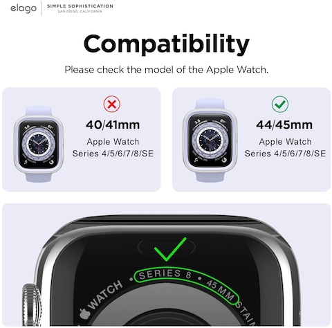 Elago Duo for Apple Watch Series 8/7 (45mm), Series 6/SE/5/4 (44mm) cover case - Clear Purple