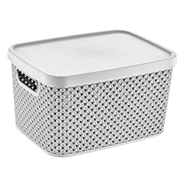 Diamond Storage Box With Lid White 7L