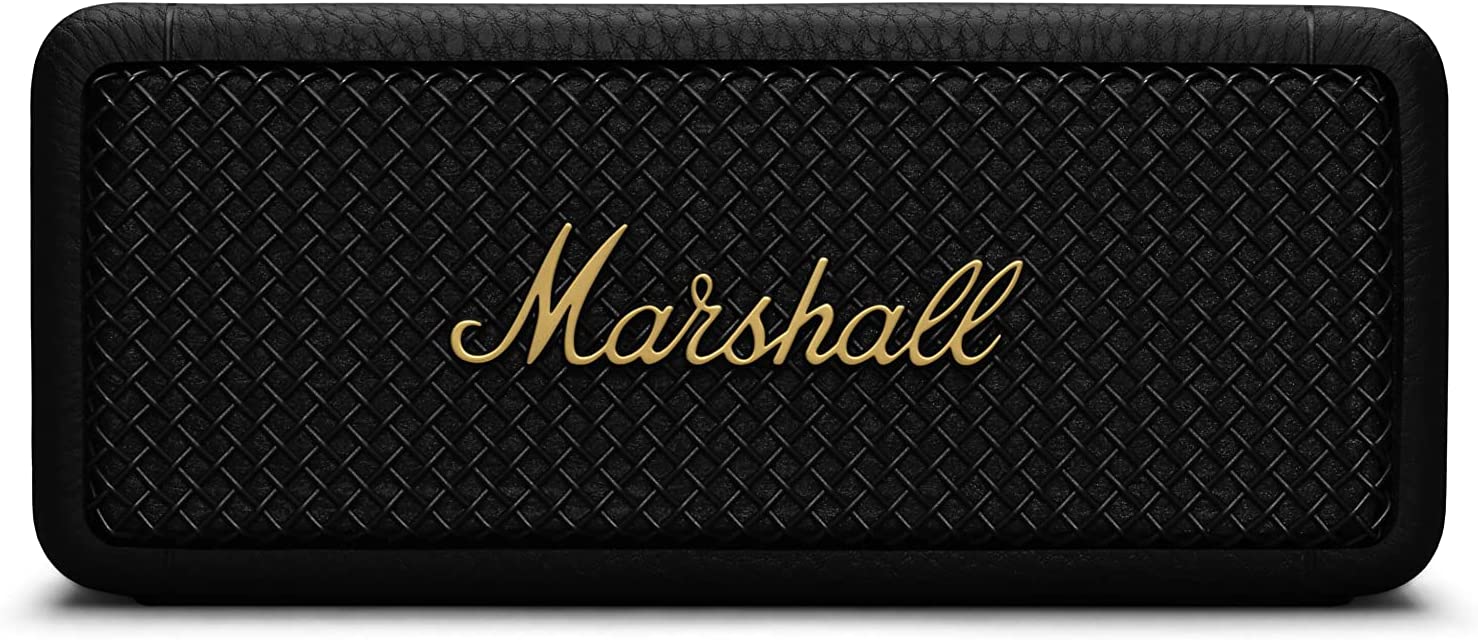 Marshall Emberton II Portable Bluetooth Speakers, Water Resistant Wireless Speakers Portable Speaker 30+ Hour Of Playtime, Black And Brass