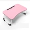 LINGWEI Foldable Laptop Table Bed Table Bed Tray  Laptop Desk Reading Table Stand Portable Lap Desk Notebook Stand Laptop Stand with Ipad and Cup Holder Pink