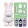 BUNNY MONEY SAVER FIGURINE (9 inch - 23 cm) ACRYLIC DRIP POURING PAINT DIY SET Colors: Silver, Dark-Purple, Light-Purple.